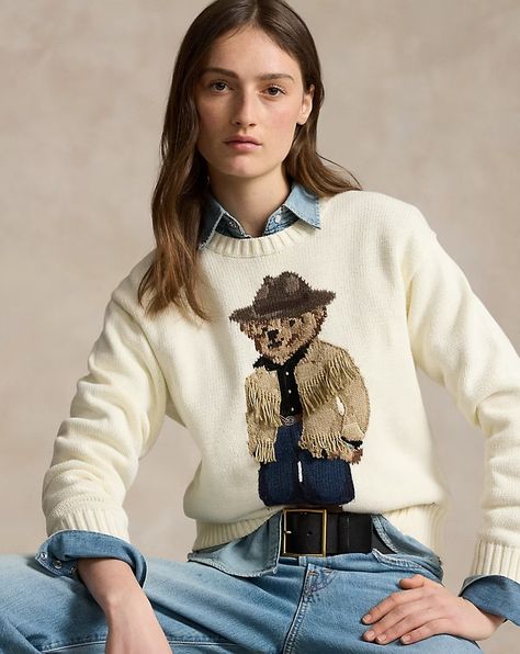 Polo Bear Cotton Crewneck Sweater Cilla And Maddy, It Girl Instagram, Grandpa Aesthetic, Polo Ralph Lauren Outfits, Sweaters Ralph Lauren, Polo Bear Ralph Lauren, Cool Ootd, Ralph Lauren Bear, Ralph Lauren Looks