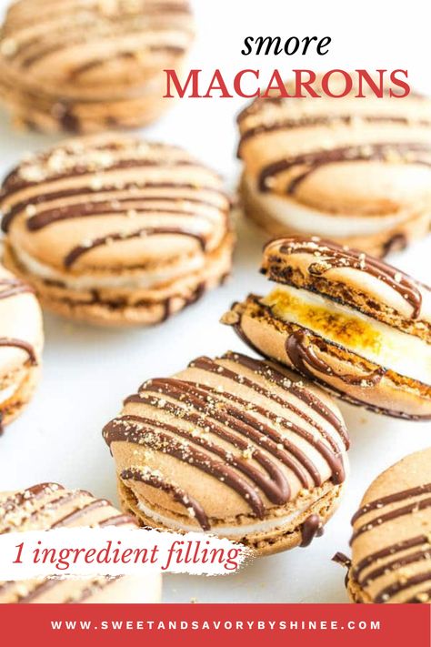 Smores Macarons, Smores Ideas, French Macaroon Recipes, Macarons Recipe, Smores Dessert, Chocolate Macaron, Macaron Flavors, Macaron Cookies, Macaroon Recipes