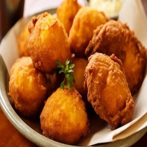 Brenda Gantt Hush Puppies Recipe - Easy Kitchen Guide Seafood Hush Puppies Recipe, Hush Puppy Recipe, Hush Puppies Recipe, Hush Puppy, Kitchen Guide, Just A Pinch, Appetizer Dips, Hush Puppies, Hush Hush