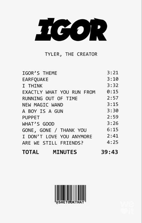 Tyler The Creator Igor, Aesthetic Usernames, Tyler The Creator Wallpaper, Wall Pics, Bedroom Wall Collage, Music Poster Design, Badass Aesthetic, Dorm Posters, Love Aesthetic