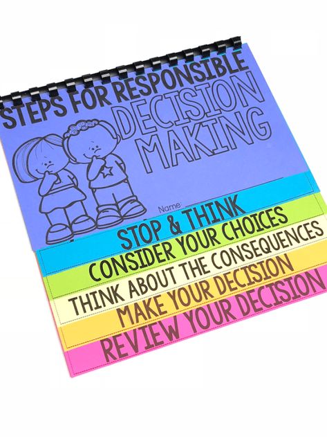 Decision Making Lessons For Elementary, Making Good Decisions Activities, Responsible Decision Making Activities, Social Emotional Classroom, Emotional Support Classroom, Decision Making Activities, Social Emotional Curriculum, Behavior Specialist, Classroom 2023