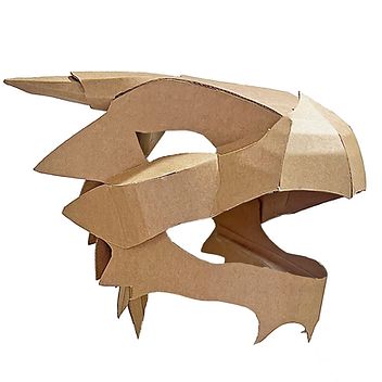 Cardboard Mask Dinosaur, Dragon Helmet, Cardboard Dragon, Cardboard Costume, Cardboard Mask, Space Costumes, Make A Dragon, 3d Templates, Dragon Mask