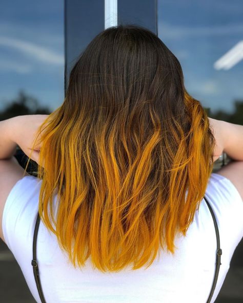 This mustard yellow by @hairbyjulia13 looks so gorgeous with a dark root! 😍 You can get this shade by adding a little Purple Rain to Cosmic… Mustard Hair Color, Mustard Yellow Hair, Alternative Fashion Outfits, Alternative Style, Dark Roots, Purple Rain, Free Coloring, Style Board, Alternative Fashion