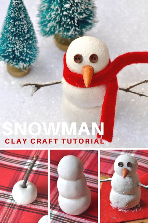 Snowman Recipes, Music Christmas Ornaments, Clay Snowman, Diy Christmas Snowflakes, Diy Snowman Decorations, Snowman Crafts Diy, Clay Crafts For Kids, Kids Pottery, Diy Snowman