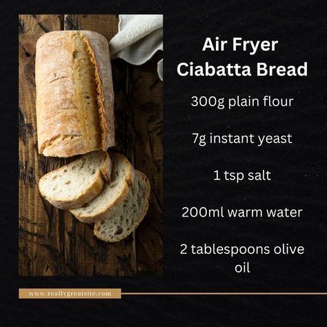 Simplyairfrying on Instagram: "Air Fryer Ciabatta Bread Full recipe:www.simplyairfrying.com Also, check out my website for a FREE DOWNLOADABLE AIR FRYER CHEAT SHEET! #airfry #airfrying #airfryerrecipes #airfried  #airfryingcooking #airfryer #airfryerrecipe #airfryingrecipes #airfryerrecipesforbeginners #airfryercooking  #airfryingfood#food #cooking #recipe #foodporn #foodie #instafood #foodstagram #foodblogger #foodlover #healthyfood #foodpics #foodies #recipeshare #foodblogeats #foodrecipes Ciabatta Bread Recipe, Ciabatta Bread, Air Frying, Recipes For Beginners, Instant Yeast, International Recipes, Yeast, Air Fryer Recipes, Food Pictures