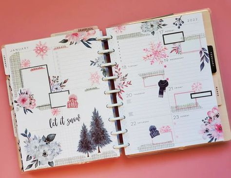 Winter Planner Ideas, January Planner Layout, Planner January, January Happy Planner Layouts, January Planner Theme, Happy Planner January Layout, Happy Planner Winter Layout Ideas, February Happy Planner Layouts, Planner Monthly Layout