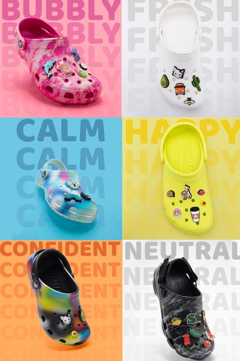 You can never have too many! It'll be easy to find a new favorite pair of Crocs when you head into Shoe Carnival! With colors ranging from vibrant solids, fun prints, and cool tie-dye you're next favorite is ready for you to unbox. Crocs Ads, Yellow Crocs, White Crocs, Creative Typography Design, Pink Crocs, You're Next, Shoes And Sandals, Creative Advertising Design, Canvas Loafers