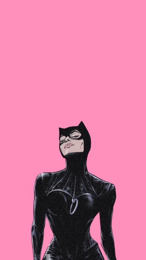 Cat Woman Astetic, Catwoman Phone Wallpaper, Cat Woman Aesthetic Wallpaper, Catwoman Aesthetic Wallpaper, Catwoman Wallpaper Iphone, Catwoman Lockscreen, Pink Batman Wallpaper, Cat Woman Anime, Cat Woman Cartoon