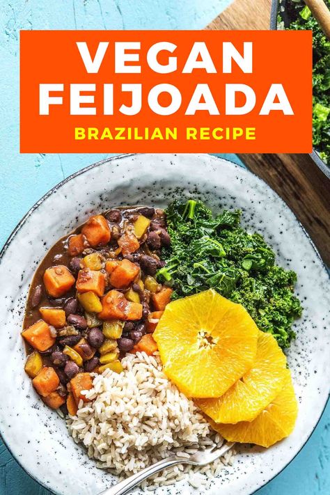 Bean Stew Vegan, Brazilian Food Recipes, Brazilian Beans, American Cuisine Recipes, Feijoada Recipe, Veggie Entrees, Party Meals, Beans And Vegetables, Recipe With Rice