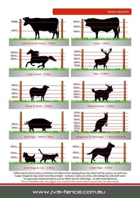 Recommended Heights And Spacings For Electric Fence Wires 2 Electric Fence For Goats, Electric Fence For Horses, Electric Fence For Dogs, Electric Fencing For Horses, Farm Fencing, Electric Fencing, Deer Fence, Horse Fencing, Farm Fence