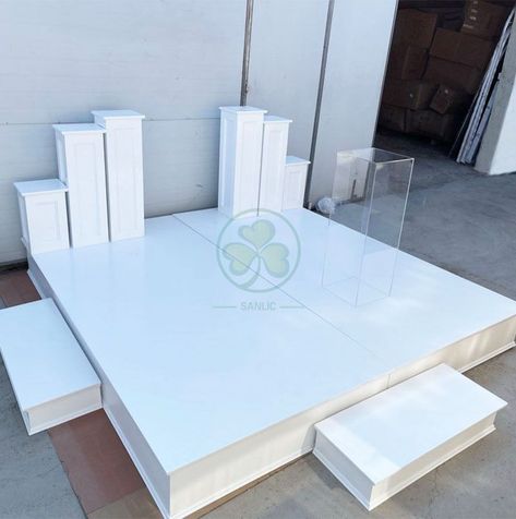 Custom Wood Wedding Stage Decoration Stand for Wedding Ceremony SL-S2221CWWS Stage For Wedding, Stage Platform, Decoration Stand, Farmhouse Bar, Wedding Ceremony Arch, Stage Decoration, Crossback Chairs, Chiavari Chairs, Wedding Stage Decorations