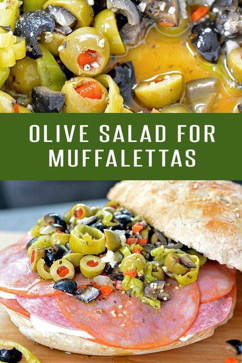 Olive Salad For Muffaletta, Muffaletta Recipe, Muffuletta Recipe, Olive Salad Recipe, Muffaletta Sandwich, Muffuletta Sandwich, New Orleans Recipes, Olive Salad, Olive Recipes