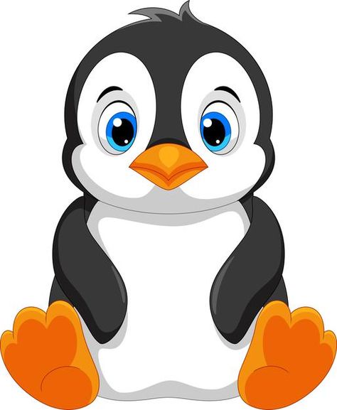 Cute baby penguin cartoon isolated on wh... | Premium Vector #Freepik #vector #character #cartoon #animal #fun Cartoon Sitting, Penguin Cartoon, Cute Penguin, Premium Vector, Blue