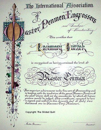 Master Penman, Calligraphy Certificate, Illuminated Lettering, Gothic Lettering, Calligraphy Ideas, Illustrated Manuscript, Hand Calligraphy, Watercolor Calligraphy, Illumination Art