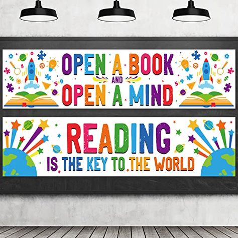 Library Kindergarten, Teacher Bulletin Boards, Reading Bulletin Boards, Classroom Bulletin Board, Kindergarten Classroom Decor, Reading Posters, Home Classroom, Middle School Language Arts, School Opening