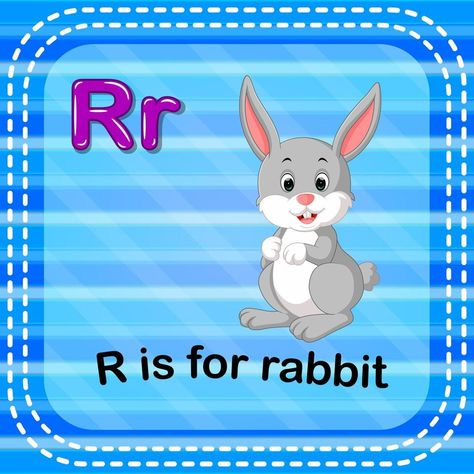 Flashcard letter R is for rabbit R Is For Rabbit, Kindergarten Decor, Rabbit Vector, Letter R, Png Images, Vector Art, Adobe Illustrator, Kindergarten, Vector Free