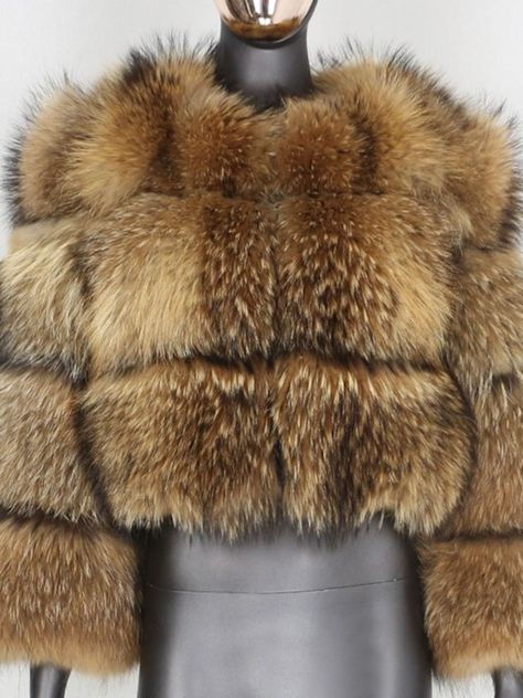 Regular Round Neck Standard Winter Women's Faux Fur Overcoat Raccoon Hair, Raccoon Fur Coat, Faux Fur Fashion, Bubble Coat, Bright Color Dresses, Cropped Coat, Fur Coats Women, Fox Fur Coat, Short Coat Jackets