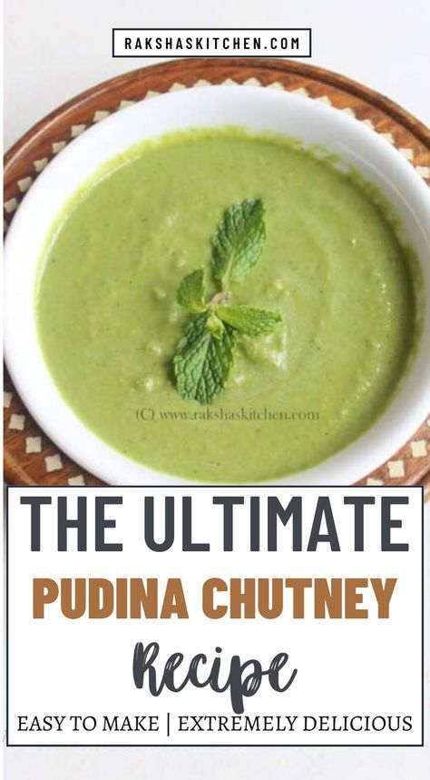 Pudina chutney recipe or mint chutney is dip made with mint leaves and coconut. Pudina chatni is a side dish and is served with dosa, sandwich, rice, or paratha. There are many ways to make pudina chutney, today we will see how to make pudina chutney recipe with coconut and tamarind. Pudina Chutney Recipe, Pudina Chutney, Mint Chutney, Homemade Dinner Recipes, Chutney Recipe, India Food, Coconut Recipes, Chutney Recipes, Mint Leaves