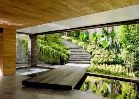 Concrete bridge over moated entry Design Exterior, Word Of Mouth, Dream Home Design, 인테리어 디자인, Interior Architecture Design, Landscape Architecture, Penthouse, Future House, Modern House Design