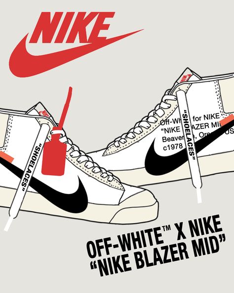 Off-White TM for Nike "NIKE BLAZER MID" Beaverton, Oregon USA c1978 Nike Blazer Outfit Men, Tm Wallpaper, Nike Prints, Logos Nike, Nike Blazers Outfit, Drawing Canvas, Beaverton Oregon, Trill Art, Nike Blazers