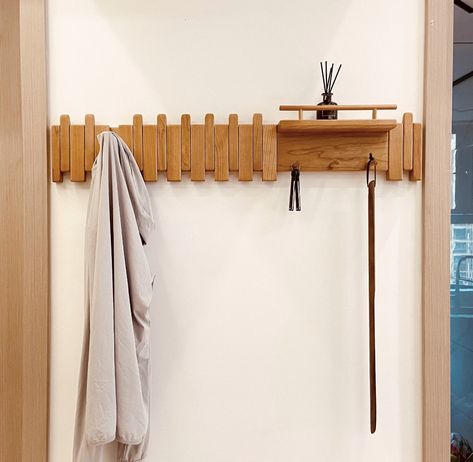 Mudroom Rack, Entryway Shelves, Hallway Shelf, Coat Rack With Shelf, Wall Shelf With Hooks, Wooden Coat Hooks, Natural Cherry Wood, Shelf With Hooks, Coat Storage