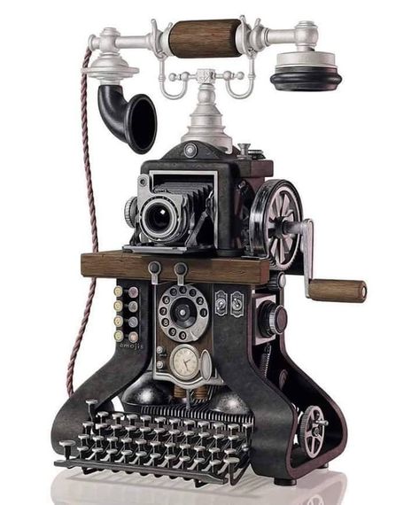 Antique Smart Phone by Jeff Bartels Décor Steampunk, Antique Phone, Steampunk Jewellery, Steampunk Tendencies, Vintage Machine, Alchemy Art, Pick Up The Phone, Steam Punk Jewelry, Steampunk Decor