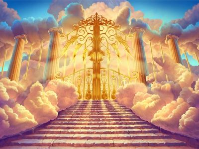 Gates of Mount Olympus by Slotopaint on Dribbble Zeus Background, Background Slot, Heaven Pictures, Hercules Disney, Heaven's Gate, Greek Mythology Tattoos, Mount Olympus, Disney Hercules, Gates Of Olympus