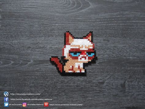 Grumpy Cat Version Cartoon Perles Hama / Grumpy Cat Cartoon Version Perler Beads Grumpy Cat Cartoon, Cat Grumpy, Hama Art, Modele Pixel Art, Pixel Beads, Melty Bead Patterns, Art Perle, Perler Bead Designs, Perler Bead Templates