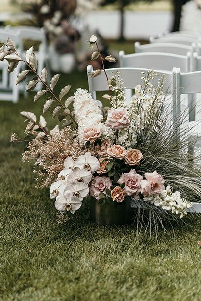 White Chairs Wedding, Flower Archway, Ceremony Styling, Styling Flowers, Highlands Wedding, Jasmine Wedding, Hunter Valley Wedding, Highland Wedding, Aisle Flowers