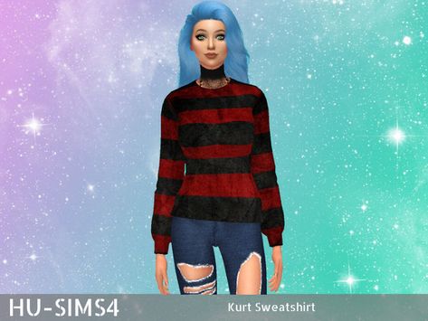 Red And Black Sweater, Stripe Jumper, Sims 1, Black Clothing, Sims 4 Clothing, Jumper Shirt, Ts4 Cc, Red Stripe, The Sims Resource