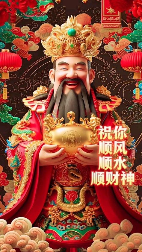 Chinese God, Money Case, Lucky Wallpaper, Lucky Fortune, God Of Wealth, Pocket Money, Aesthetic Japan, Good Morning Picture, Morning Pictures