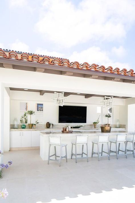 Outdoor Kitchen And Bar, Wood Plank Ceiling, Outdoor Kitchen Bars, Perfect View, Backyard Remodel, Outdoor Kitchen Patio, Pack Your Bags, Backyard Patio Designs, Outdoor Kitchen Design