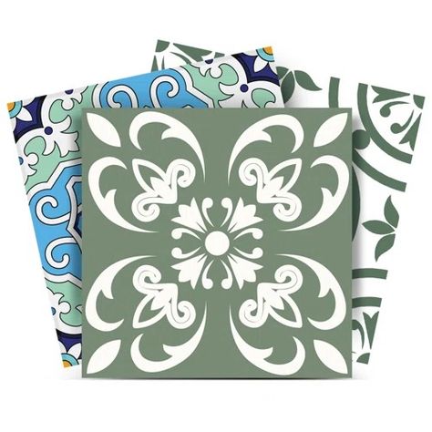 Mi Alma 4'' W x 4'' L Vinyl Peel and Stick Field Tile - Wayfair Canada Vinyl Backsplash, Diy Kitchen Backsplash, Grey And Green, Peel N Stick Backsplash, Traditional Tile, Tile Stickers, Tile Decals, Peel And Stick Tile, Green Tile