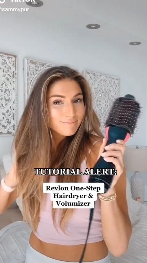 hair tutorial #hairstyles #hairideas Blow Dryer Brush Blowout, Revlon Hair Styles, Brush And Blow Dryer, How To Curl Your Hair With A Blow Dry Brush, Revlon Hair Dryer Brush Hairstyles, Revlon Brush Hairstyle, How To Do A Blowout With A Blow Dryer Brush, Blowout Hair With Blow Dryer Brush, How To Style Curtain Bangs With Hot Air Brush