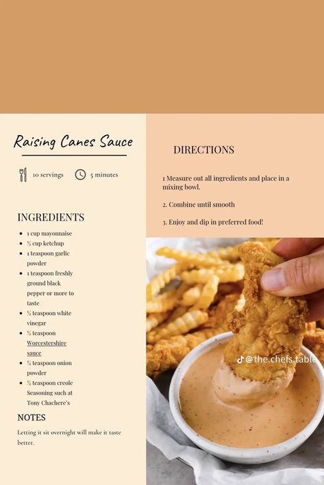 Canes Sauce Recipe, Canes Recipe, Canes Sauce, Homemade Recipe Books, Raising Canes, Homemade Sauce Recipes, Quick Recipes Snacks, Delicious Snacks Recipes, Fun Baking Recipes