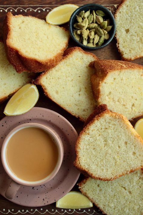 Lemon Cardamom Tea Cake Cardamom Tea Cake, Cardamom Tea, Cardamom Cake, Tea Cake, Halal Recipes, Bundt Pan, Tea Cakes, Lemon Zest, Purpose Flour