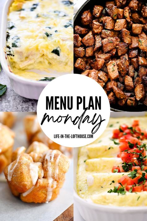 Menu Plan Monday #565 Family Dinner Menu For The Week, Taco Potatoes, Lemon Oreo, Croissant Bake, Louisiana Chicken, Baked Chili, Stuffing Bake, Breakfast Potluck, Life In The Lofthouse