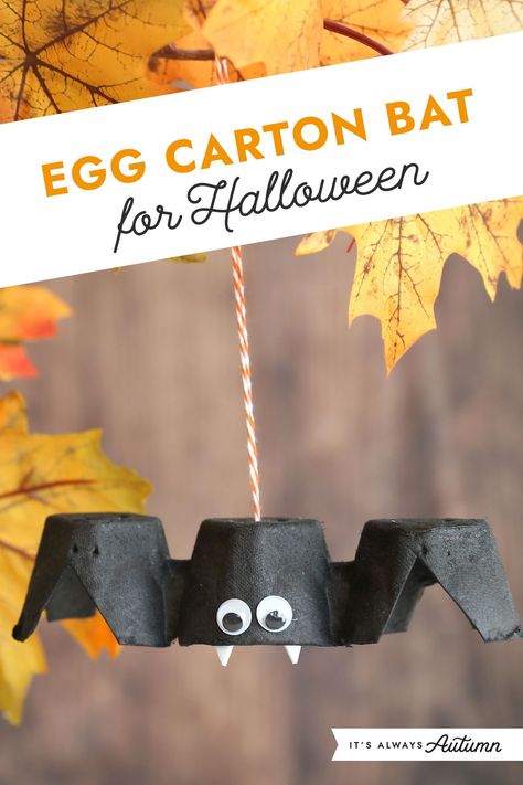 Egg Carton Bats are a fun, easy Halloween craft for kids. Bat Crafts For Kids, Paper Ghosts, Bat Crafts, Bat Craft, Halloween Fest, Halloween Crafts For Toddlers, October Crafts, Fall Arts And Crafts, Halloween Arts And Crafts