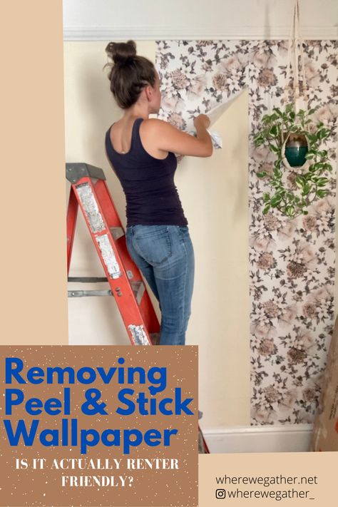 Peel Off Wallpaper Apartments, Renter Friendly Backsplash Ideas, Removing Peel And Stick Wallpaper, Rental Friendly Wallpaper, Easy Wallpaper Removal, Best Way To Remove Wallpaper, Peal And Stick Wallpaper Ideas, How To Easily Remove Wallpaper, Renter Friendly Accent Wall