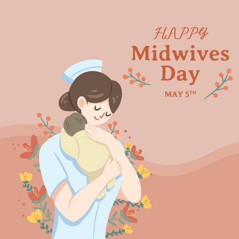 International midwife day cartoon nurse sleeping baby flower red social media template#pikbest#templates Midwife Day, Becoming A Midwife, Cartoon Nurse, Nurses Day, Baby Flower, Flower Red, Money Sign, International Day, Social Media Template