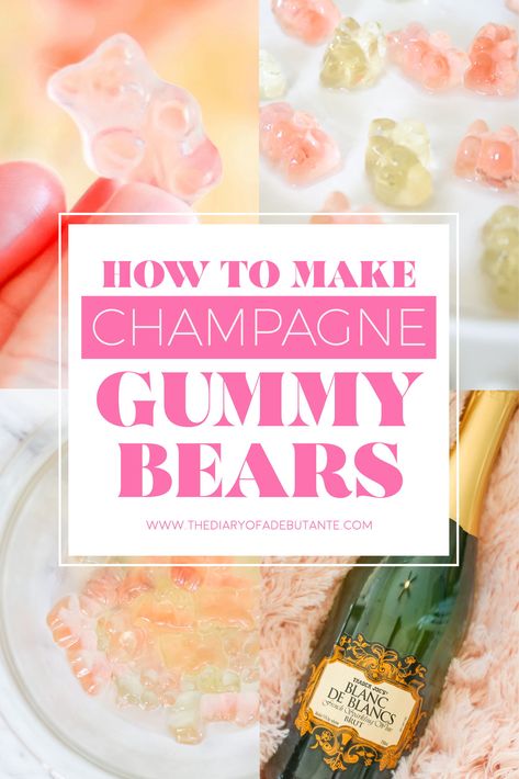 Homemade champagne gummy bears, anyone? This post shows how to make boozy champagne soaked gummy bears with two ingredients: non-alcoholic Sugarfina Champagne Bears and champagne. These are the perfect boozy New Year's Eve snack, and they also make great gifts and favors for New year's guests! Click through for the super easy DIY recipe from southern lifestyle blogger Stephanie Ziajka from Diary of a Debutante! #champagne #sugarfina #gummybears #cocktailrecipes #newyearseveparty #newyears Homemade Champagne, Alcohol Gummy Bears, Quotes For Lovers, New Years Eve Snacks, Champagne Gummy Bears, Homemade Gummy Bears, Alcoholic Treats, Gummies Recipe, Bear Recipes