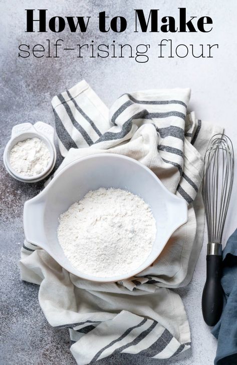 How to make self-rising flour Diy Self Rising Flour, Make Cake Flour, Make Self Rising Flour, Cake Flour Recipe, How To Make Flour, Homemade Cake Mixes, Cake Flour Substitute, Homemade Dry Mixes, Cooking Substitutions