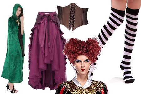 This DIY ‘Hocus Pocus’ Witches Halloween Costumes Is So Good It’s Scary - SHEfinds Sanderson Sisters Costumes Diy Winifred, Diy Winifred Sanderson Costume, Hocus Pocus Costumes For Women, Winifred Sanderson Costume Diy, Adult Witch Costumes Diy, Hocus Pocus Costume Ideas, Diy Hocus Pocus Costume, Hocus Pocus Outfits, Hocus Pocus Trunk Or Treat