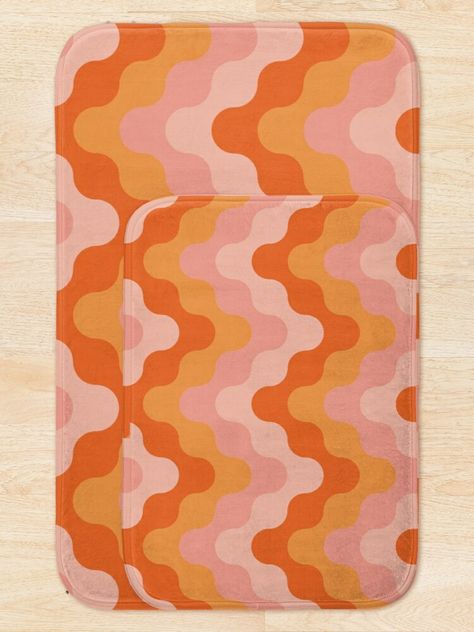 "Colored zigzags (pink and orange)" Bath Mat for Sale by lents | Redbubble Pink Orange Bathroom, Pink And Orange Bathroom, Maximalist Bathroom, Orange Bath Mat, Orange Bath, Orange Bathroom, Orange Bathrooms, Aesthetic Bathroom, Fun House