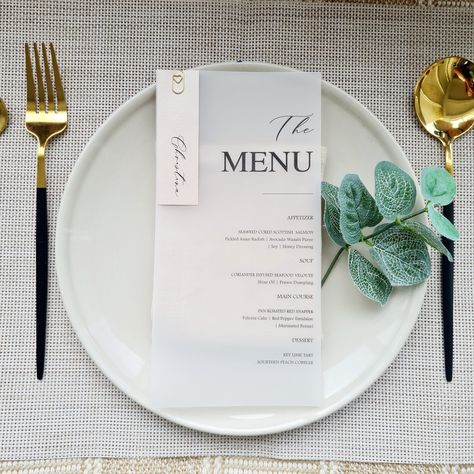 Menu With Place Card, Wedding Minimalist, Baby Shower Menu, Birthday Menu, Place Card Template, Paper Place, Wedding Menu Cards, Menu Card, Vellum Paper