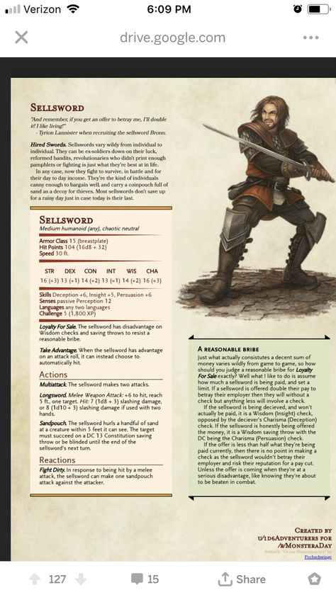 5e NPC - Sellsword Kratos Dnd 5e, Dnd Npc Stats, D&d Npc Ideas, Dnd Npc Characters, Dnd 5e Npc, Dnd Npc Ideas, D&d Npc, Homebrew Monsters, Dnd Monster