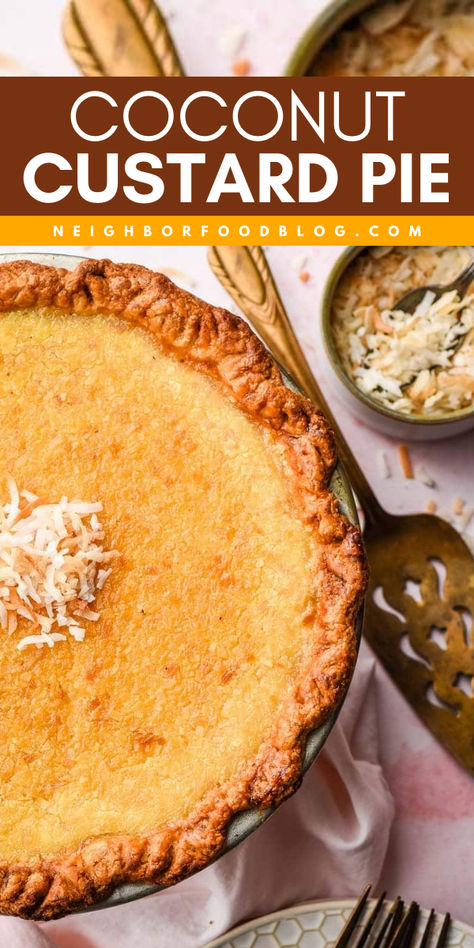 Looking for Thanksgiving dessert recipes? This Coconut Custard Pie is just what you need! Use this recipe to make a creamy custard and toasted coconut pie paired with a buttery homemade crust. This pie is bound to be a hit at every holiday gatherings! Make this dessert now! Canned Custard Recipes, Homemade Coconut Pie, Coconut Pie Recipe Old Fashioned, Old Fashioned Coconut Custard Pie Recipe, Easy Coconut Custard Pie Recipe, Best Coconut Custard Pie Recipe, Creamy Custard Pie, Custard Pie Recipe Easy, Coconut Custard Pie Recipe