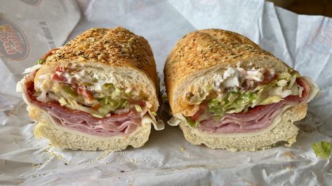 We Tried A Viral TikTok Jersey Mike's Sandwich Order To See If It Lives Up To The Hype - Mashed Jersey Mikes Sandwiches, Jersey Mikes Italian Sub Copycat, Jersey Mikes Copycat, Jersey Mikes Sub, Rosemary Parmesan Bread, Jersey Mikes, Cold Cut Sandwich, Sandwich Buffet, Sandwich Combinations