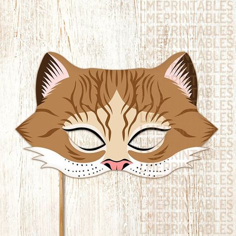 Cat Mask Brown Tabby Printable DIY Masks Animal Children Adult Birthday Halloween Party Costume Ches Cat Mask Printable, Printable Animal Masks, Diy Masks, Brown Tabby, Halloween Party Costume, Halloween Party Printables, Cat Printable, Dog Mask, Party Masks