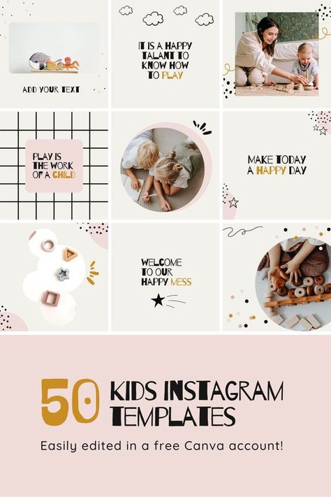 Instagram Post Templates by Amelia Instagram Illustration Feed, Kids Instagram Feed, Instagram Page Aesthetic, Instagram Posts Template, Kids Branding Design, Aesthetic Instagram Post, Instagram Grid Layout, Canva Instagram Post, Instagram Feed Layout